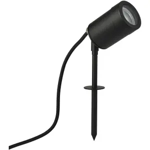 Outdoor IP65 Ground Spike Spotlight - 7W GU10 LED - Satin Black Finish