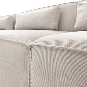 Doris Modular Extended Corner Sofa in White Cord Chenille