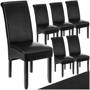 Dining Chair - ergonomic seat shape, high backrest, padded, faux leather - black