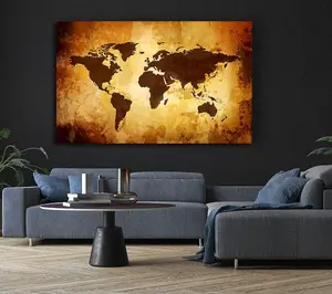 Map Of The World 12 Canvas Print Wall Art - Medium 20 x 32 Inches