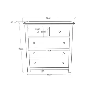 Trivento 5 Drawer Chest of Drawers Wood Knob