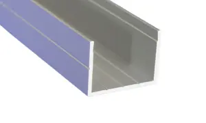 Aluminum anodised equal-sided channel u-shape section grooved bar, U-profile B81 1000x20x20.6 mm