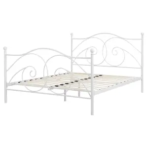 Metal EU King Size Bed White DINARD