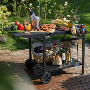 Kris 110 cm Outdoor BBQ and Pizza Oven Worktable Patio Bar Grill Cart