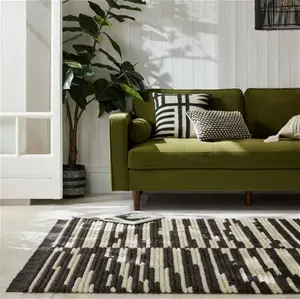 Dunelm Lina Berber Rug, Modern, Size: 120cm X 170cm (4ft X 5.5Ft), Black/White