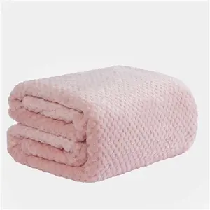 Dreamscene Waffle Mink Throw Single, Blush Pink - 125 X 150cm