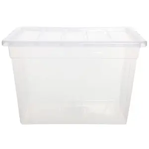 1 x 64 Litre Strong Clear Transparent Storage Container Ideal For Clothes & Books