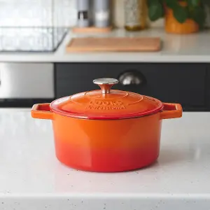 Cast Iron Casserole Set of 2 20cm & 26cm / 2.8L & 5.8L Dishes Oven Proof Enamelled Cast Iron Pans with Lids