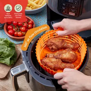 WAFE Round Air Fryer Liner for Tower and Ninja Air Fryer (Set of 2) Orange/Black