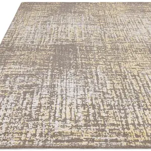 Gold Abstract Modern Easy to Clean Bedroom Dining Room and Living Room Rug-160cm X 230cm