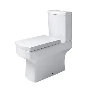 Rinse Bathrooms Bathroom Dual Flush Close Coupled Toilet Square WC with Soft Close Seat