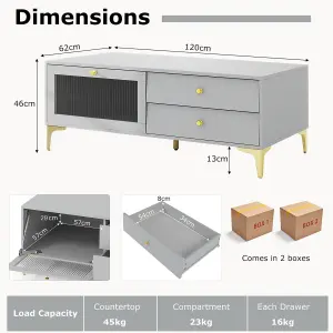 COSTWAY 120cm TV Stand for 55" TV Modern TV Console Cabinet W/ Tempered Glass Door