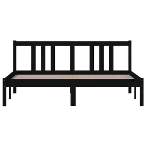 Berkfield Bed Frame Black Solid Wood 150x200 cm King Size