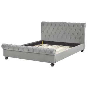 Velvet EU King Size Bed Grey AVALLON