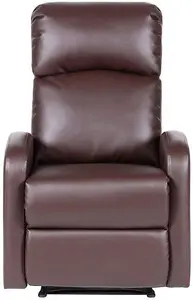 EVRE Recliner Faux Leather Arm Chair with Adjustable Leg Rest and Reclining Functions  - Brown Comfy Chair For Living Room