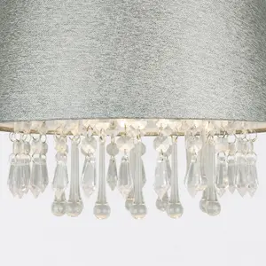 First Choice Lighting Set of 2 Sparkle Grey Jewelled Easy Fit Light Shades