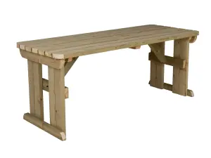 Wooden garden table, Hollies rounded outdoor pinic dining desk (7ft, Natural finish)