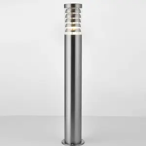 Outdoor Garden Bollard Light 80cm Brushed Steel 9W Outside Path Lamp Post IP44