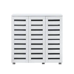 Euston Modern White 3 Door 5 Tier Shoe Cabinet