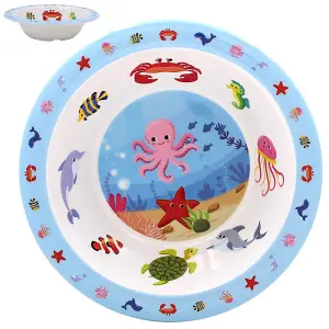 Kids Food Bowl Blue Sea Life Toddlers Boys Girls Children Tableware Food Safe