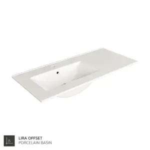 Banyetti Celtic Duo 800mm Wall Hung Basin Unit with Door & Basin - Gloss White