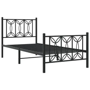 Berkfield Metal Bed Frame without Mattress with Footboard Black 90x190cm