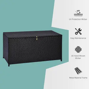 Outsunny Large Rattan Storage Box Garden Chest Wicker Outdoor Cabinet Deck Shed