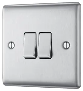 BG 16A 2 way 2 gang Light switch Matt Steel effect