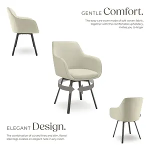 Dining Chair Alicon - padded swivel armchair with continuous backrest - greige