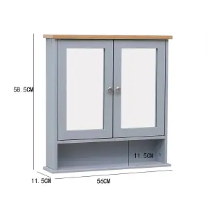 FurnitureHMD Bathroom Wall Cabinet with Mirrored Doors and Shelves Hanging Storage Cabinet