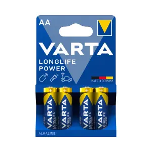 Varta Longlife Power 1.5V AA Battery, Pack of 4