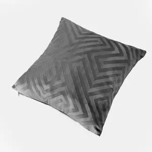 OHS 2 x Matte Geo Velvet Cushion Covers Filled, 45 x 45cm - Charcoal Grey