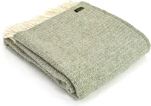 Illusion Green & Grey 100% Wool Throw