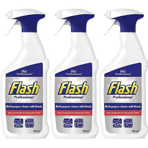 Flash Professional Multi-Purpose Cleaner with Bleach Spray 750ml (Pack of 3)