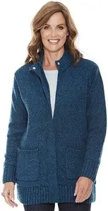 Chums Fleece Lined Zip Cardigan - Teal