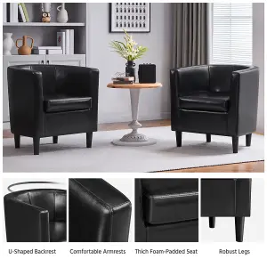 Yaheetech Faux Leather Barrel Shaped Accent Chair - Black