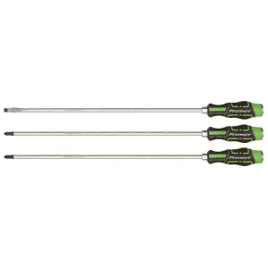 Sealey Premier 3pc 450mm Extra-Long Hammer-Thru Screwdriver Set Hi-Vis Green AK4942HV