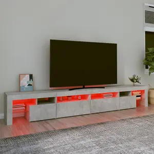 Berkfield TV Cabinet with LED Lights Concrete Grey 260x36.5x40 cm