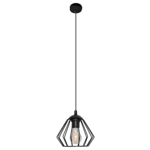 Luminosa Agat Wire Frame Pendant Ceiling Light Black 18cm