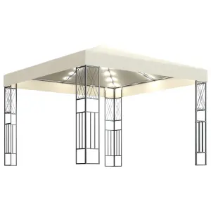 Berkfield Gazebo with LED String Lights 3x3 m Cream Fabric