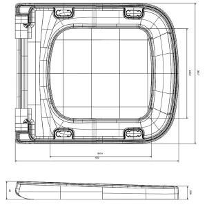 Square Medici Soft Closing Toilet Seat & Cover Top Fixing White Soft Close Urea