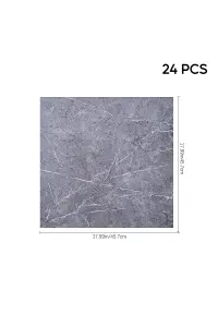 24 Pcs Square Stone Effect Vinyl Flooring Tiles, Waterproof Marble Effect Vinyl Floor Tiles, 5m² Coverage