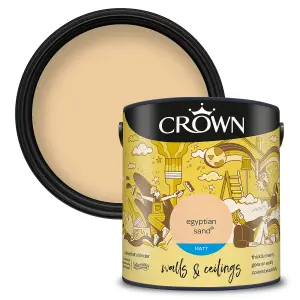 Crown Walls & Ceilings Matt Emulsion Paint Egyptian Sand - 2.5L