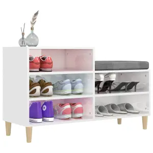 Berkfield Shoe Cabinet High Gloss White 102x36x60 cm Engineered Wood