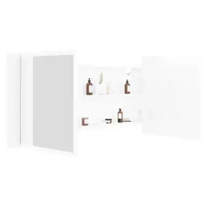 Berkfield LED Bathroom Mirror Cabinet High Gloss White 100x12x45cm