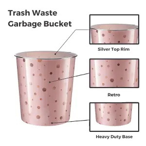 MantraRaj 7.7 Litre Plastic Waste Paper Basket Bin Round Open Trash Can Lightweight Recycling Rubbish Bin (Pink)