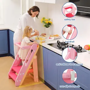 Foldable 2 or 3 Step Stools, Pink Large Plastic Sink Step Stool