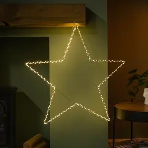 70cm Light up Dewdrop Christmas 2D Star with 230 Warm White LEDs & Timer Function