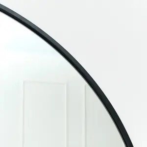 Melody Maison Large Black Arched Overmantle Wall Mirror 90cm x 120cm