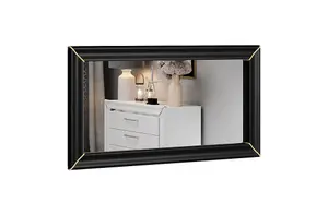 Sophisticated Black Wall Mirror H640mm W1200mm D30mm - Bold Design for Contemporary Spaces